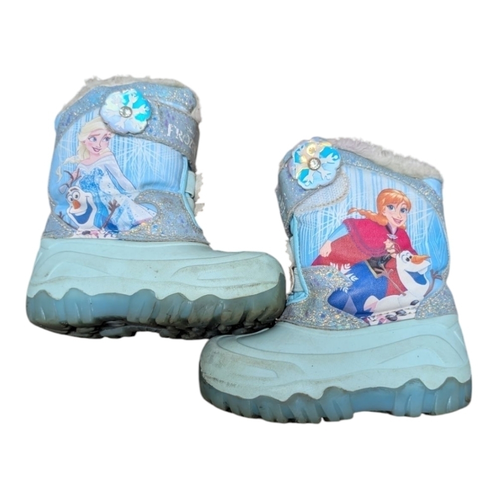 DISNEY FROZEN Winter Boots w/ Light Up Bottoms Anna Elsa Olaf Girls/Baby Sz 7